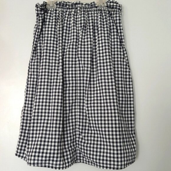 JOE FRESH Gingham Belted Skirt w Pockets B&W Black & White Checkered Skirt Sz S - Picture 5 of 9